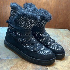 Rocket Dog Womens Black White Round Toe Ankle Top Lace Up Winter Boots Size 9